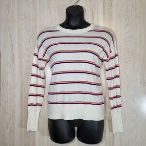 GAP Cream Striped Sweater Sz Lg